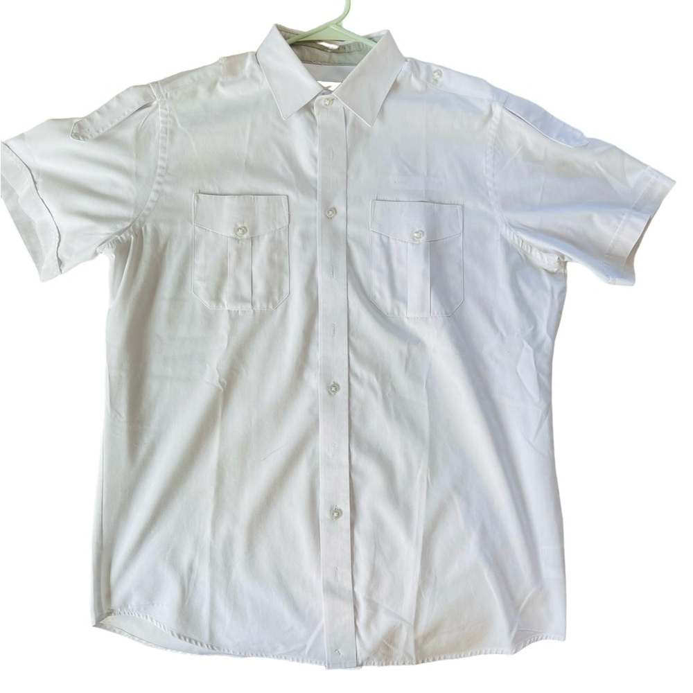 A Cut Above White Short Sleeve Button-Down Shirt | Size 17.5 Men's | Tapered Fit